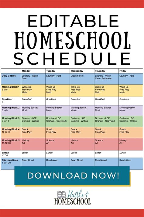 Homeschool Daily Schedule Printable Form