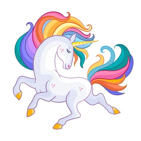 Beautiful Illustration Cute Flying Magical Unicorn Mane Rainbow Colors