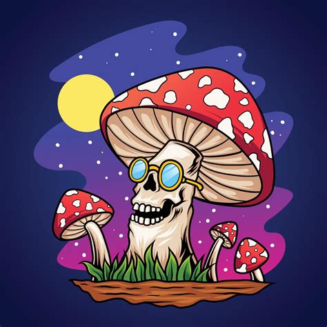 Trippy Skull Mushroom Cartoon Vector Art At Vecteezy