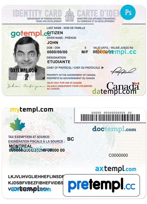 Canadian Id Card Download Example In Psd Format Fully Editable Pretempl