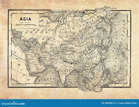 Mapa Antiguo Del Continente Asiático Stock de ilustración Ilustración