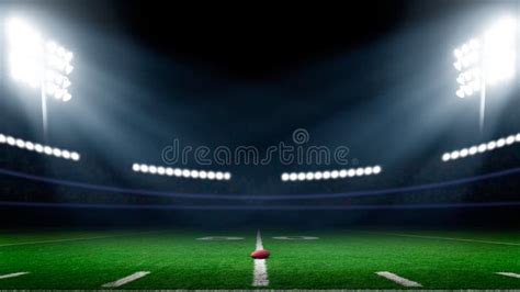 Football Field With Stadium Lights Stock Photo Image Of American