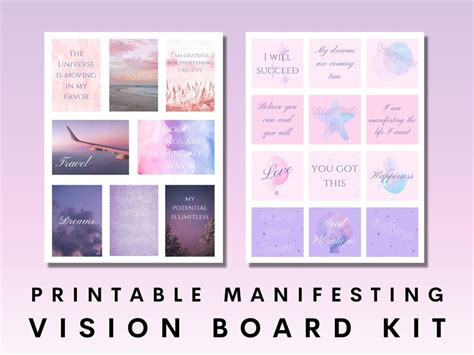 Vision Board Printables Printable Vision Board Kit Etsy
