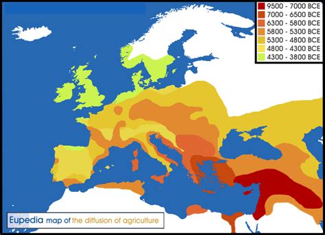 Map Of The Diffusion Of Agriculture From The Near East To Europe Eupedia
