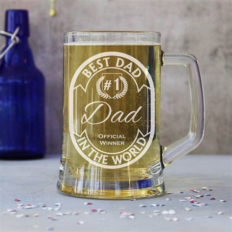 Personalised Best Dad One Pint Beer Tankard By The Glass Yard