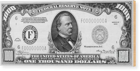 $5,000 five thousand dollar bill. 1,000 Dollar Bill 1000 Wood Print by Granger