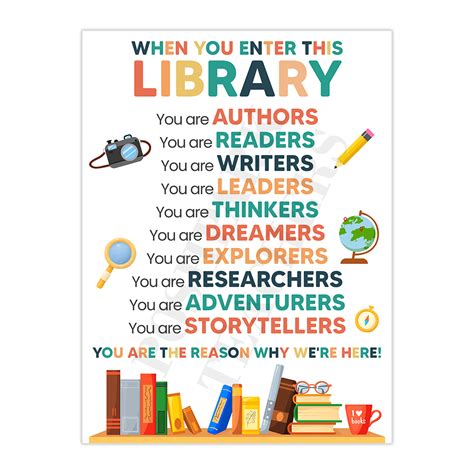 Printable Library Wall Art Welcome Sign When You Enter This Library