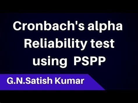 Cronbach alpha is the most common and adopted test to measure the internal consistency of a scale. Cronbach's alpha Reliability test using PSPP - YouTube