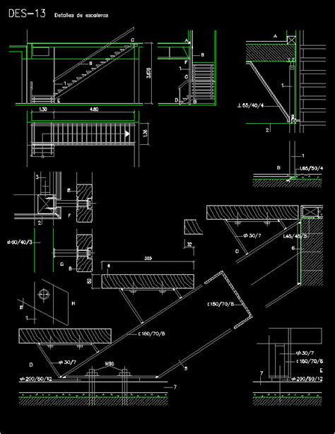El empleo de elementos prefabricados, o incluso de escaleras enteras, permite reducir la mano de obra. Detalle escalera metálica con escalón de madera (43.09 KB) | Bibliocad