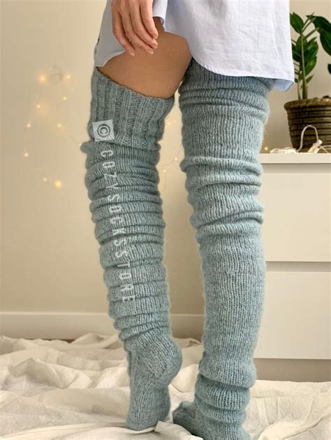 Chunky Knit Pattern Thigh High Cable Socks Socks Plus Size Etsy In
