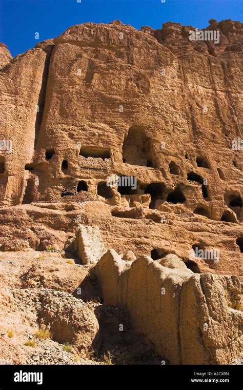 Afghanistan Bamiyan Province Caves In Cliffs Near Empty Niche Where The