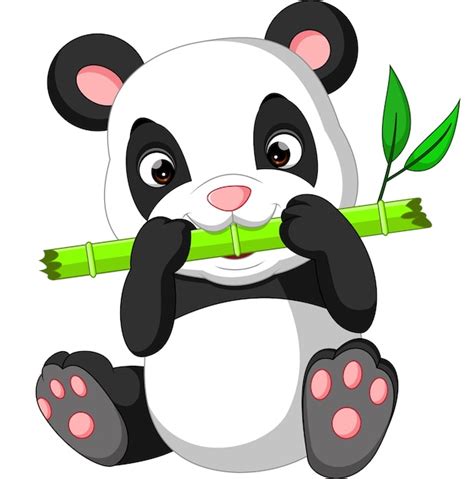 Lindo Panda De Dibujos Animados Vector Premium Riset
