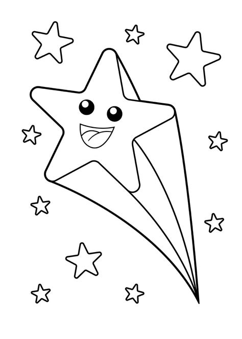 Estrella De Dibujos Animados Divertido Con Estrellas Para Colorear