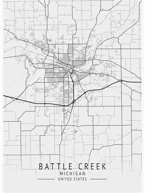 Battle Creek Michigan Us Gray City Map Poster For Sale By Ctmapprint Redbubble