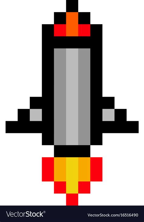 Pixel Space Rocket Art Cartoon Retro Game Style Vector Image