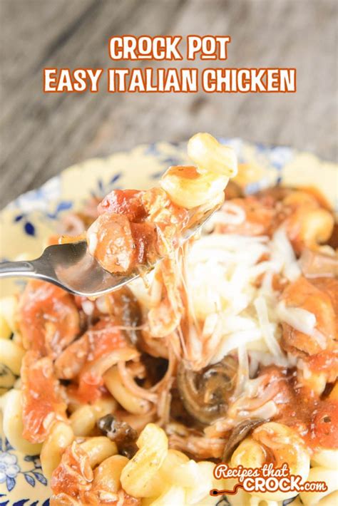 If eating right is one of your goals, it's best to start in the kitchen. Crock Pot Easy Italian Chicken - Recipes That Crock!