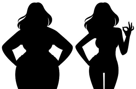 Silhouette Of A Slim And Fat Woman Vector Illustration Stock