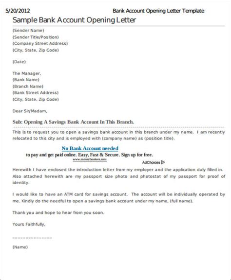 Sample Letter To Open Business Bank Account Hot Sex Picture