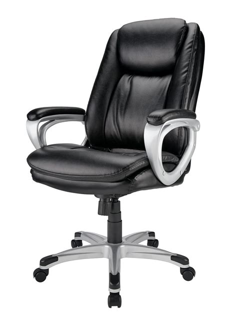 Realspace Treswell Bonded Leather High Back Executive Chair Blacksil