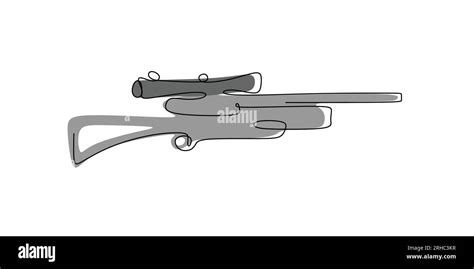 Continuous Line Drawing Tool For Sniper Shooting Stock Vector Image