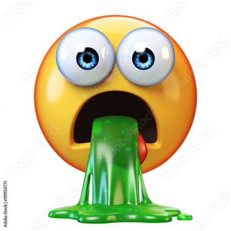 Puking Emoji Isolated On White Background Disgusted Or Sick Emoticon Vomiting Emoji 3d