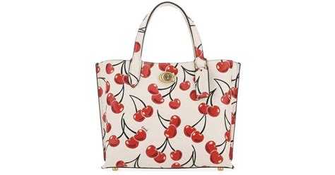 Coach Leather Cherry Print Willow Tote Bag In Red Lyst Canada