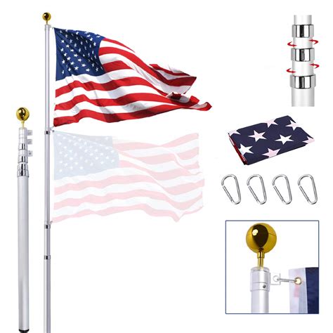 Buy 25ft Telescoping Flag Pole Kit Extra Thick Heavy Duty Telescopic