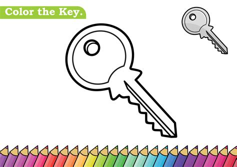 Key Coloring Page Isolated Coloring Book Color Pages For Kids Key