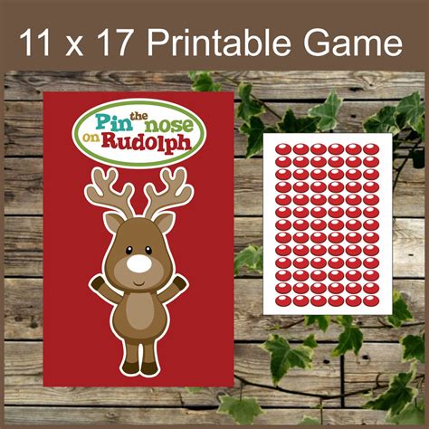 Christmas Printable Game Pin The Nose On Rudolph By Isidesigns