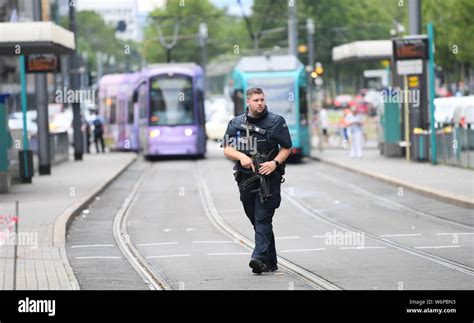 Frankfurt Hessen Germany 2nd Aug 2019 A Policeman Armed With A