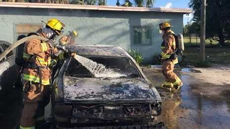 Firefighters battle Fort Pierce car fire