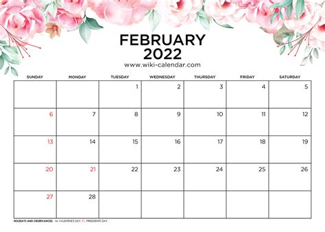Free Printable February 2022 Calendars Wiki Calendar