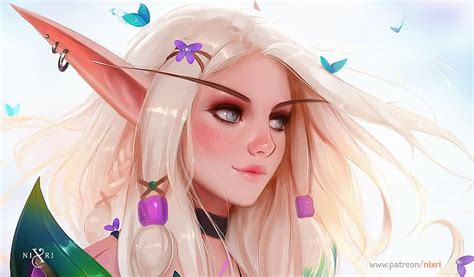 Hd Wallpaper Nixri Women Elf Girl Blonde Elf Ears Earring Wallpaper Flare