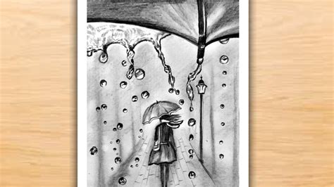 Rainy Day Drawing Pencil Shading Easy Pencil Sketch Scenery Drawing