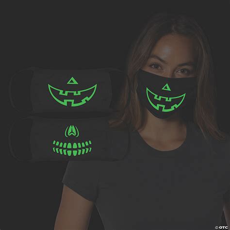 Adults Glow In The Dark Halloween Washable Face Masks 2 Pc