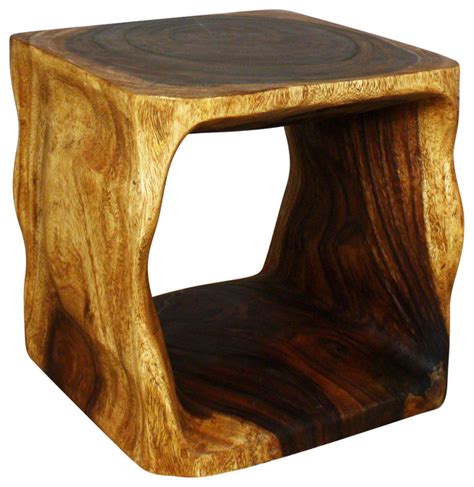 Due to the mainly regional german, european and mediterrean production, there are no. Natural Cube Sustainable Wood End Table - Rustic - Side ...