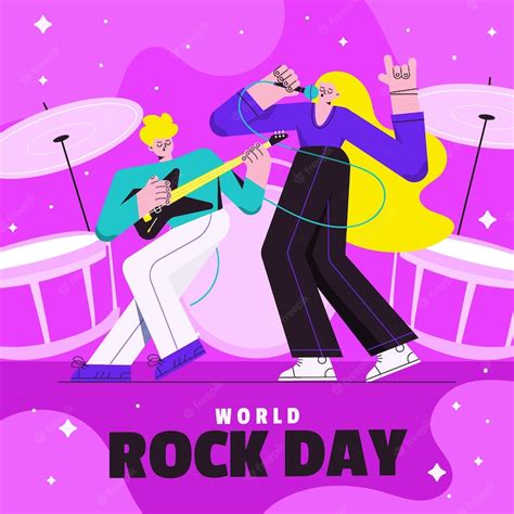 Premium Vector Flat Design World Rock Day Musicians Illustration