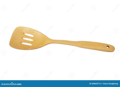 Wooden Kitchen Tool Flipper Used In Frying Isolated On White B Stock