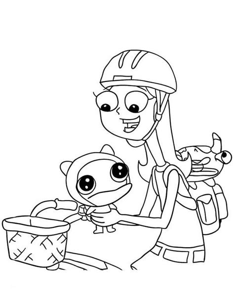 Candace Flynn Riding Bicycle In Phineas And Ferb Coloring Page