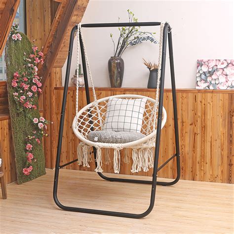 Rope is a popular choice, and with indoor use, it'll last a long time. Hammock Chair Macrame Swing,Cotton Hanging Macrame Hammock ...