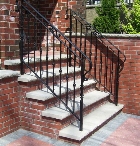 Exterior iron railings for stairs, steps, balconies and porches. wrought iron outdoor stair railings | Кирпич, Лестница ...