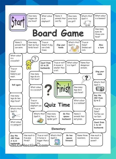 Board Game Name 3 Things Easy English Esl Worksheets