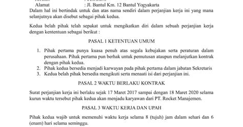 Contoh Kontrak Kerja Yang Baik Dan Benar Assalam Print