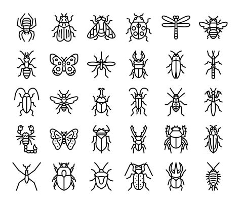 Insect Outline Vector Icons 2424249 Vector Art At Vecteezy