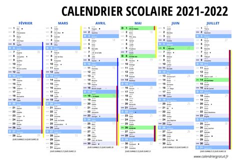 Calendrier Scolaire Semestriel 2021 2022 Version Vierge Images And