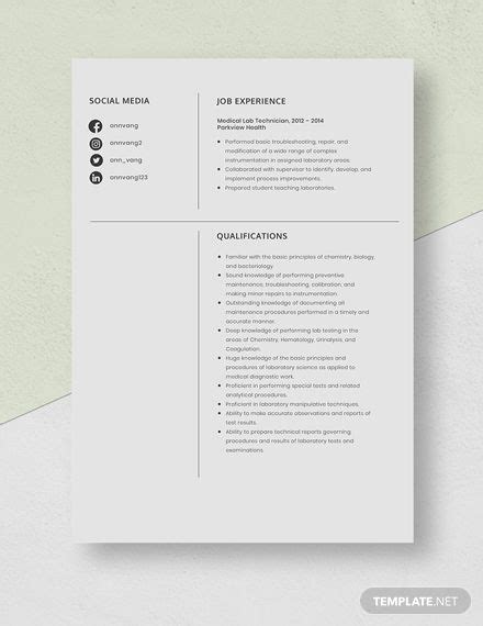 You analyze specimens in your work. Medical Lab Technician Resume/CV Template - Word | Apple ...