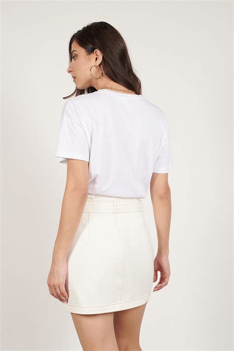 Tobi Mini Skirts Womens Wallace White Denim Paperbag Skirt White Theipodteacher