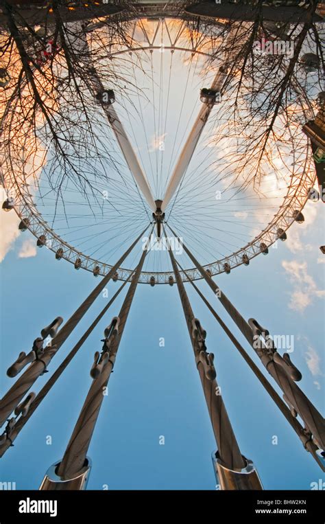 An Unusual Angle And Perspective Of The London Eye With The Support