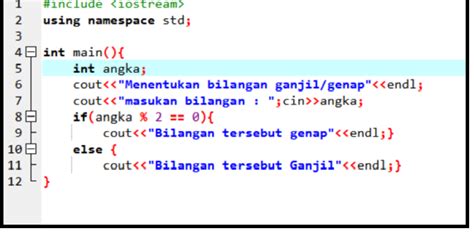 contoh program menentukan bilangan ganjil atau genap C++ ~ Berbagi ilmu