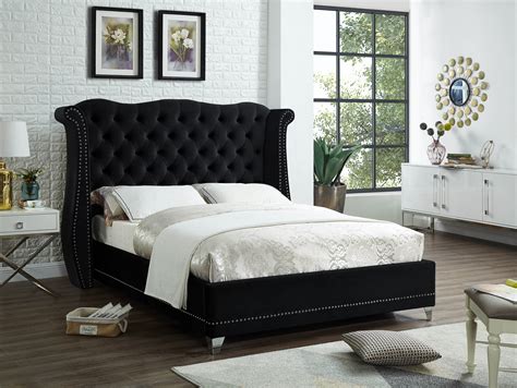 Black Upholstered Bed Pacific Imports Inc
